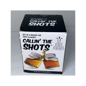 Protocol Callin' The Shots Mason Jar Shot Glasses Set of 6 NIB Gift for Dad